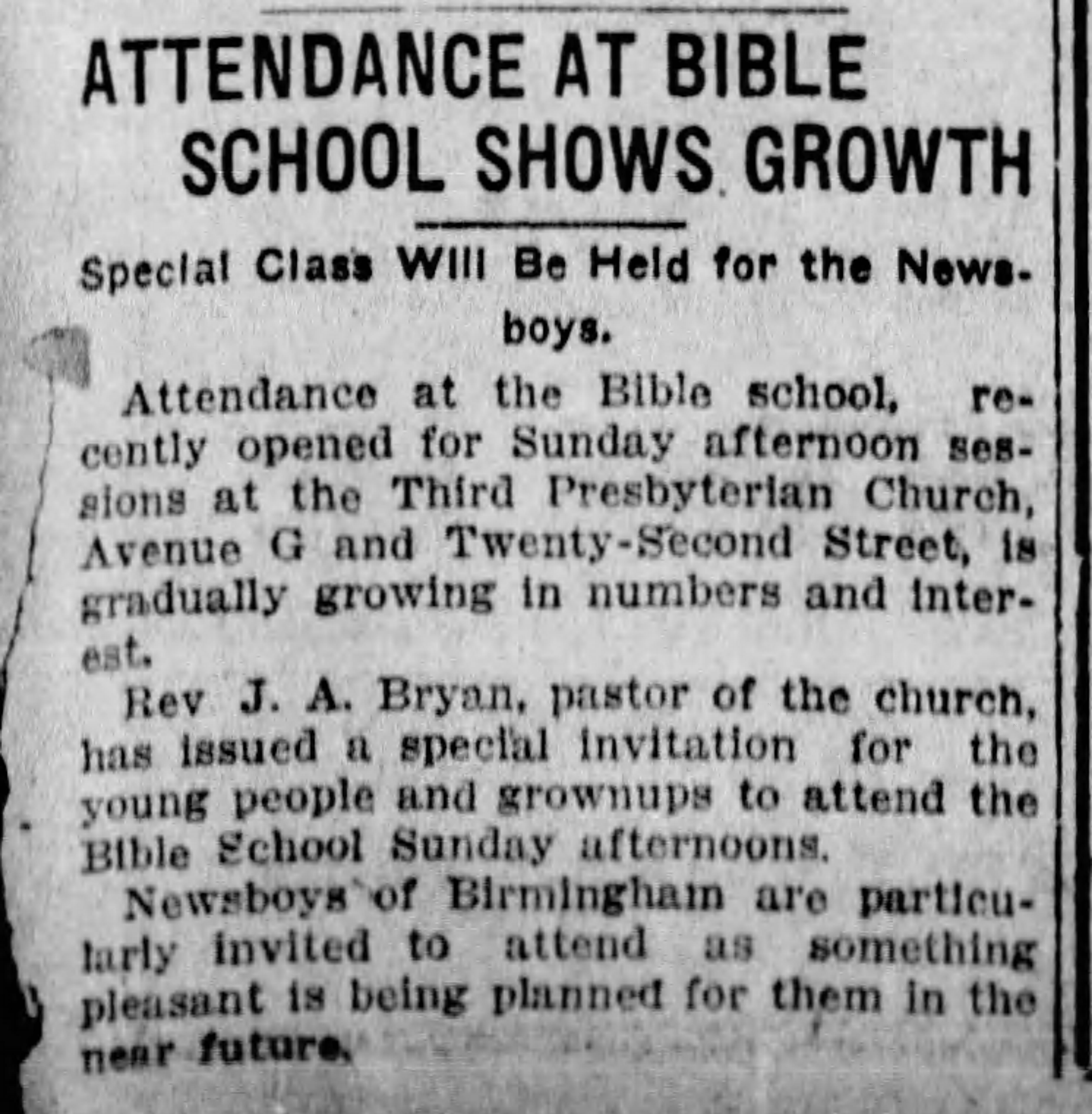 Attendance at Bible School Shows Growth